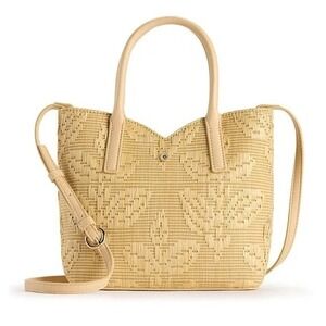 Lauren‎ Conrad Straw Satchel Crossbody Handbag Designer Woven Purse Neutral NWT